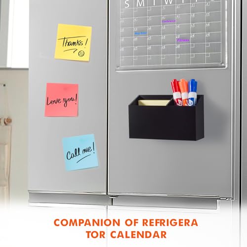 BEYGORM Magnetic Dry Erase Marker Holder for Whiteboard,Non-slip Acrylic Magnet Pen Holder for Fridge Refrigerator,Locker Organizer for Work,Locker Accessories,Pencil Cup for Desk(Black) - Image 3