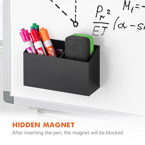 BEYGORM Magnetic Dry Erase Marker Holder for Whiteboard,Non-slip Acrylic Magnet Pen Holder for Fridge Refrigerator,Locker Organizer for Work,Locker Accessories,Pencil Cup for Desk(Black) - Image 4