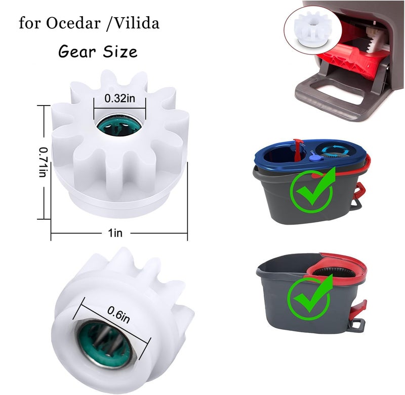 YWSHF Ywsh 2 Pack Spin Mop Bucket Gear Easy Mop Pedal Broom Bearing Gears Repair Compatible With Ocedar Vilida  One Way Clutch Bearing Bucket Gear Sprockets For Spin Mop Buckets - Image 3