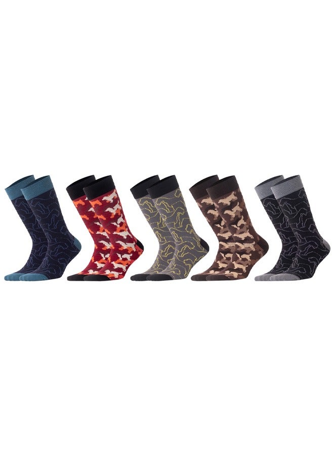 بيج ديزاين 5 أزواج من الجوارب بتصميم كلاب للرجال - Image 1