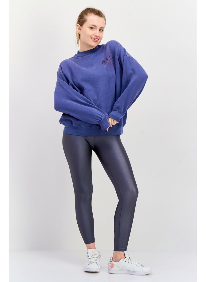 Pepe Jeans Women  Crew Neck Long Sleeves Graphic Print Sweatshirts, Blue  - Image 3