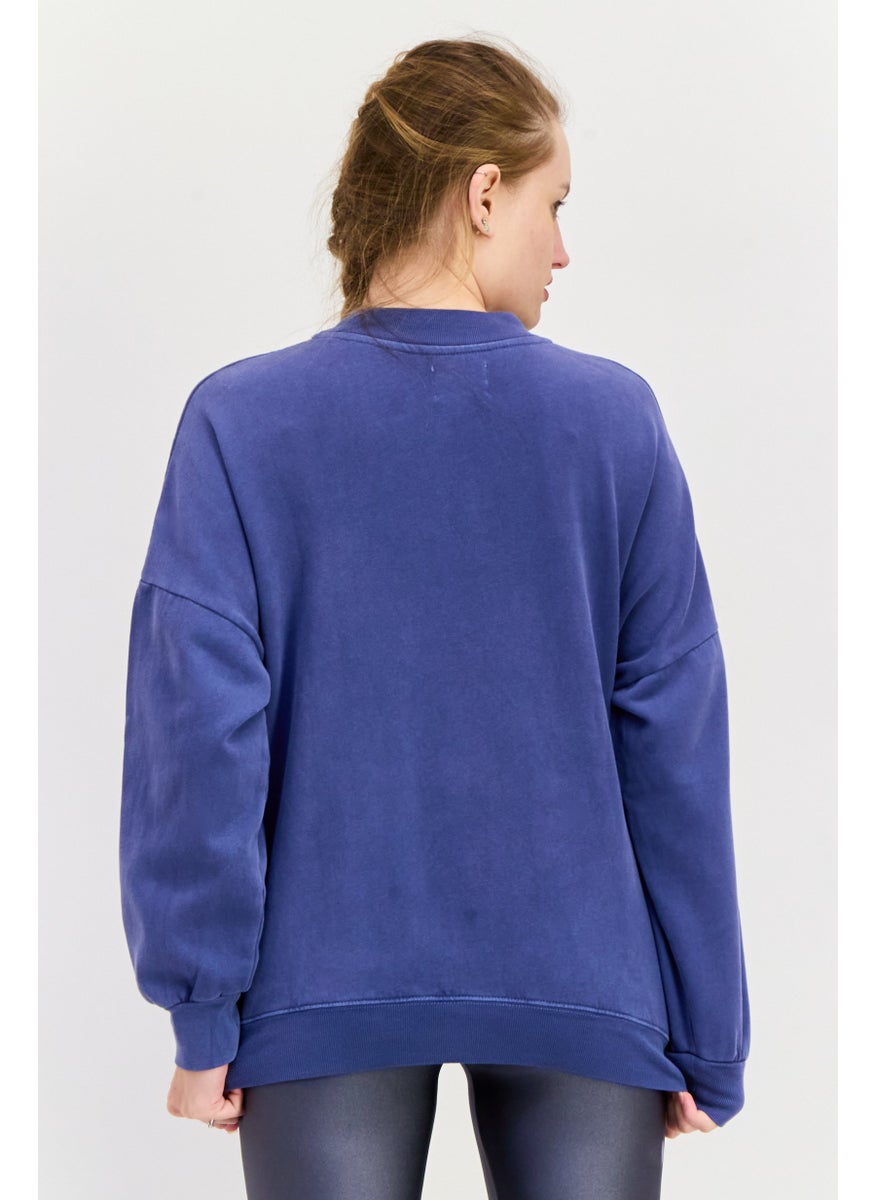 Pepe Jeans Women  Crew Neck Long Sleeves Graphic Print Sweatshirts, Blue  - Image 2