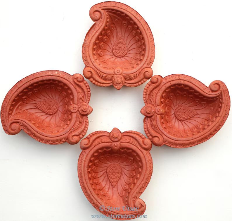 Handcrafted Clay Diya Set - Pack of 12 for Diwali and Navratri Decoration - Image 3
