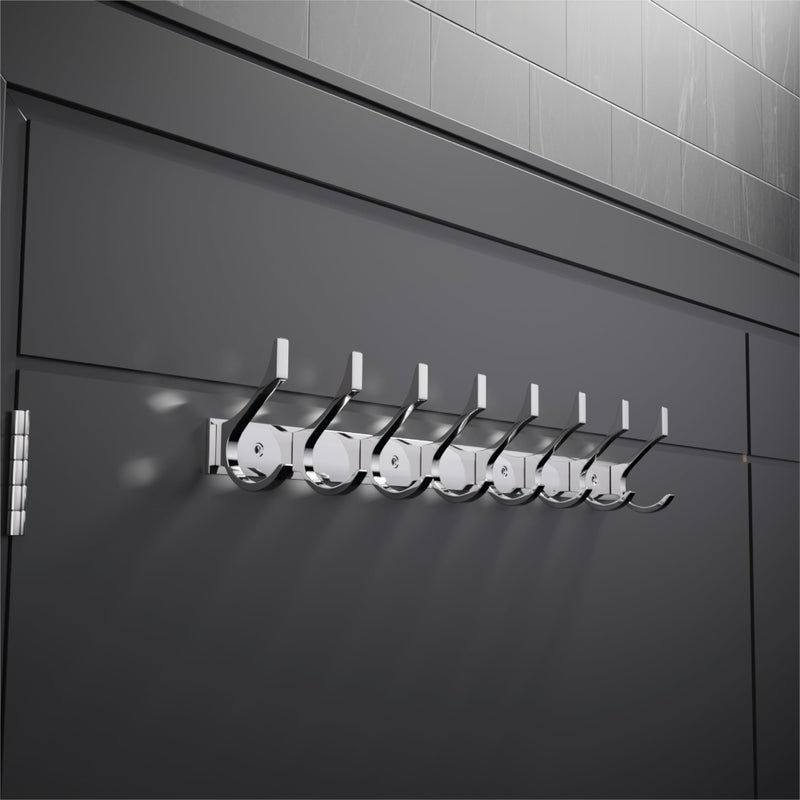 iSTAR Stainless Steel 8 Pin Bathroom Cloth Hooks Hanger Door Bathroom Robe Hooks Rail for Hanging Keys,Clothes,Towel Steel Hook (Silver, Pack of 1) - Image 5