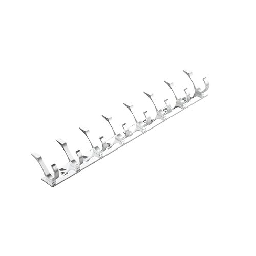 iSTAR Stainless Steel 8 Pin Bathroom Cloth Hooks Hanger Door Bathroom Robe Hooks Rail for Hanging Keys,Clothes,Towel Steel Hook (Silver, Pack of 1) - Image 3