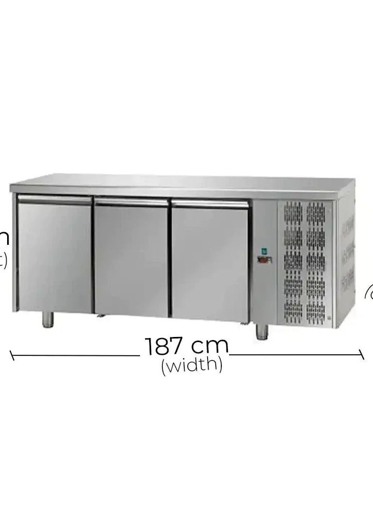 AL KHAYAM Stainless Steel 3-Door Under-Counter Chiller - Commercial Refrigerator for Food Storage  - Image 4