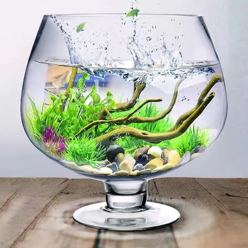 BESPORTBLE Glass Fish Bowl Vase - Clear Bubble Planter Terrarium Fish Bowl Wine Goblet Shaped Vase Transparent Hydroponic Bulb Floral Container - Image 2