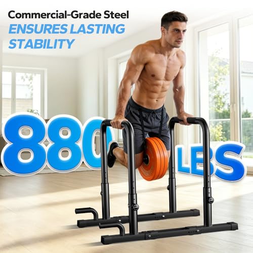 ZTYKROS 2026 Upgraded Dip Bars 880LBS Heavy Duty Dip Bar Station Height & Width Adjustable Parallel Bars for Full Body Strength Training Dip Stands Calisthenics Equipment for Home Push Up Bar - Image 2