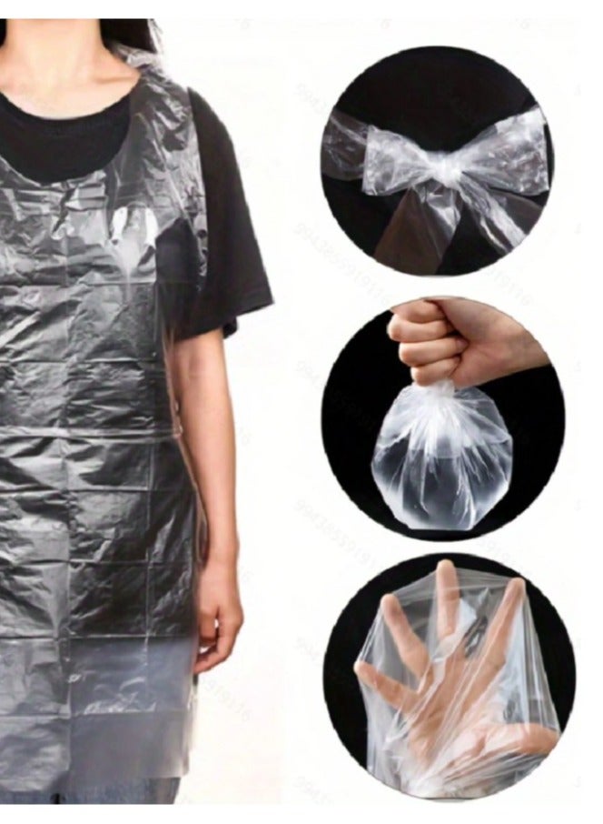 مريلة بلاستيكية مقاومة للماء للاستعمال مرة واحدة للرسم والطبخ والاعمال المنزلية والنزهات 50 قطعة - Image 4