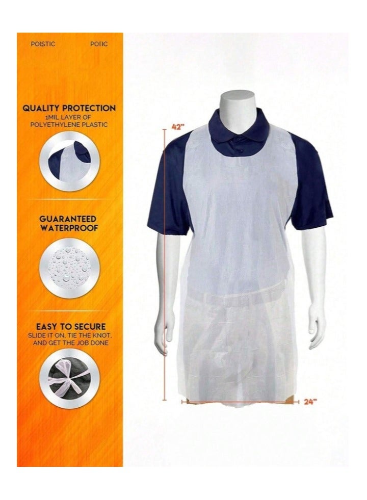 مريلة بلاستيكية مقاومة للماء للاستعمال مرة واحدة للرسم والطبخ والاعمال المنزلية والنزهات 50 قطعة - Image 5