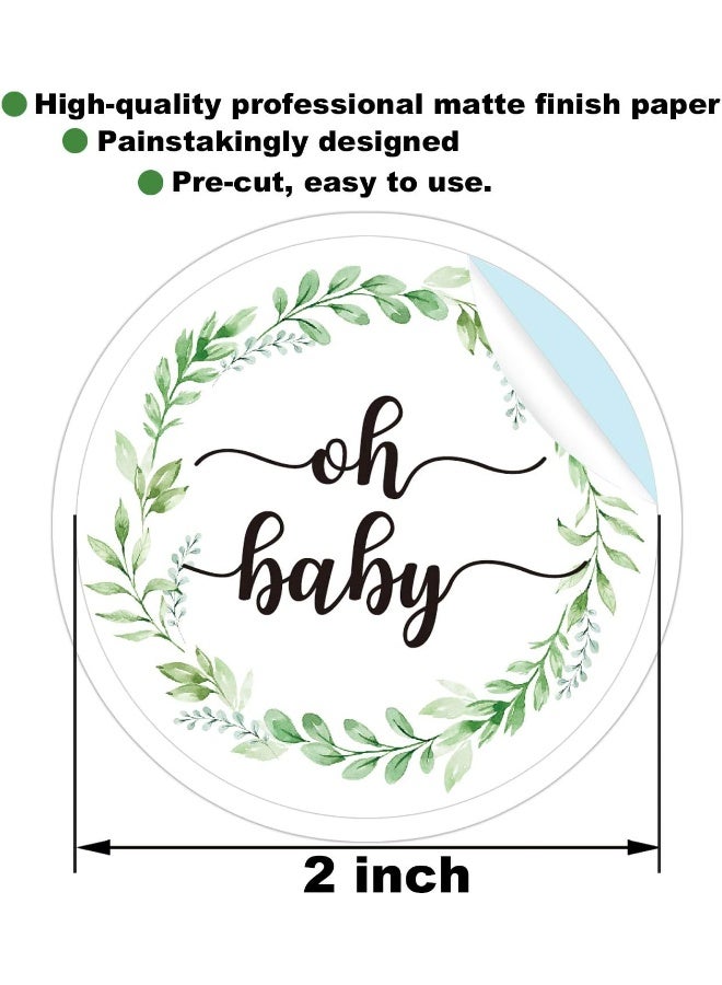 None/Brand 50 Pcs Greenery Baby Shower Thank You Labels, 2 Inch Oh Baby Stickers - Image 3