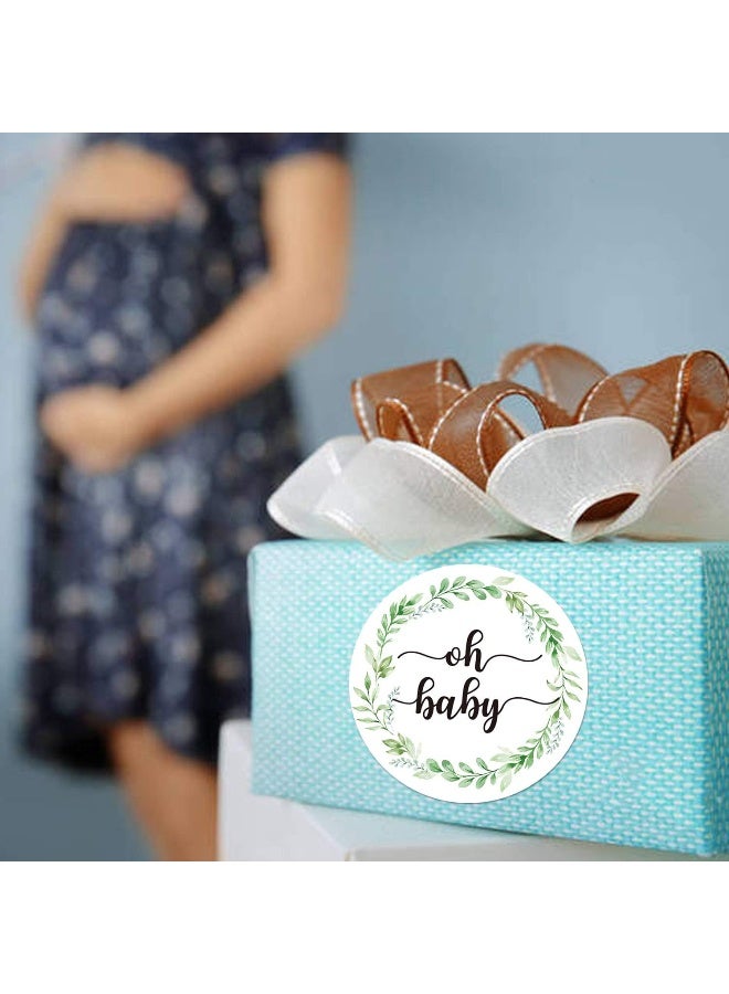 None/Brand 50 Pcs Greenery Baby Shower Thank You Labels, 2 Inch Oh Baby Stickers - Image 4