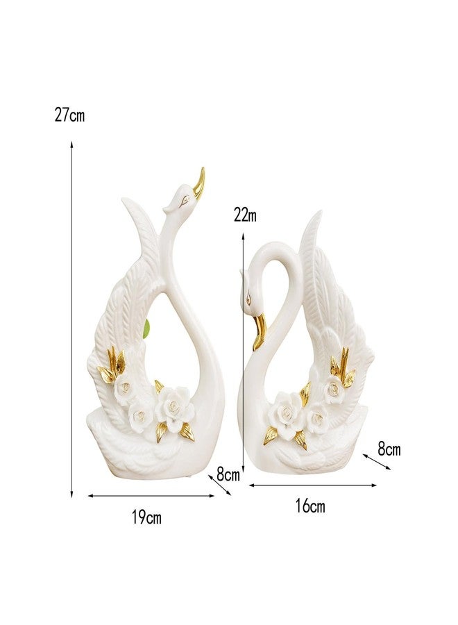 IEUDNS 2 Pieces Swan Figurine Animal Sculpture Art Crafts Swan Table Decoration Tabletop Ornament for Bedroom Valentine’S Day Gifts - Image 3