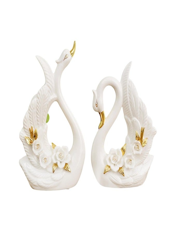 IEUDNS 2 Pieces Swan Figurine Animal Sculpture Art Crafts Swan Table Decoration Tabletop Ornament for Bedroom Valentine’S Day Gifts - Image 1