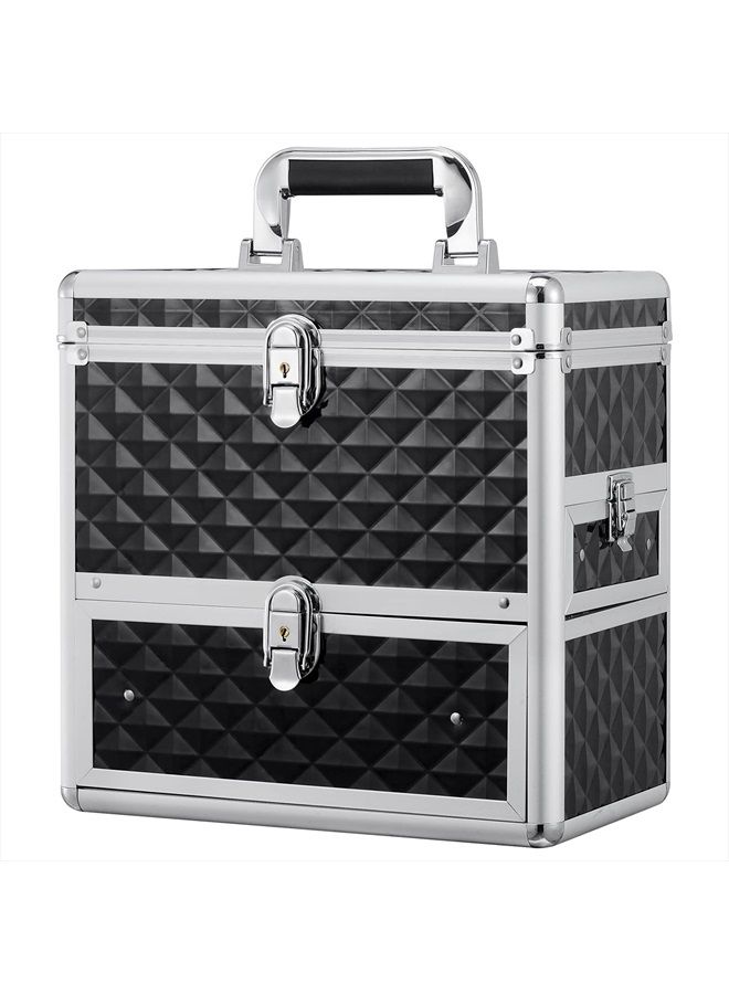 Frenessa Makeup Train Case Professional Makeup Case Organizer Cosmetic Box with Drawer Mirror Extra Large Makeup Manicure Accessory Storage Organizer with Dividers Keys Lockable Travel Nail Art Case f - Image 1