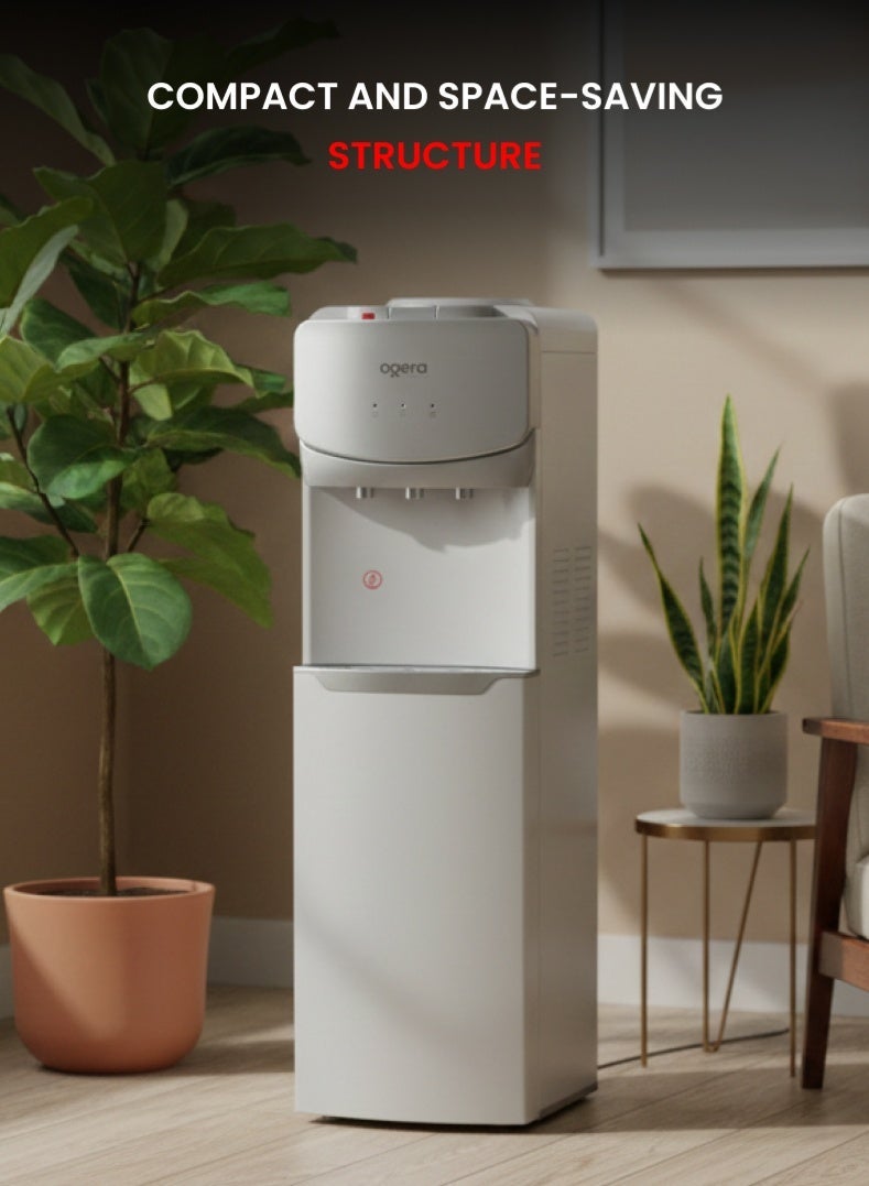 أوجيرا موزع مياه بتصميم تحميل سفلي | 3 خيارات للحرارة: ساخن، بارد وعادي | نظام تبريد بالضاغط R134a | خزان مياه من الفولاذ المقاوم للصدأ | قفل أمان للأطفال | سعة تسخين 5 لتر وتبريد 2 لتر | قدرة 640 واط | ضمان سنتين | OG1700WD | أبيض - Image 5