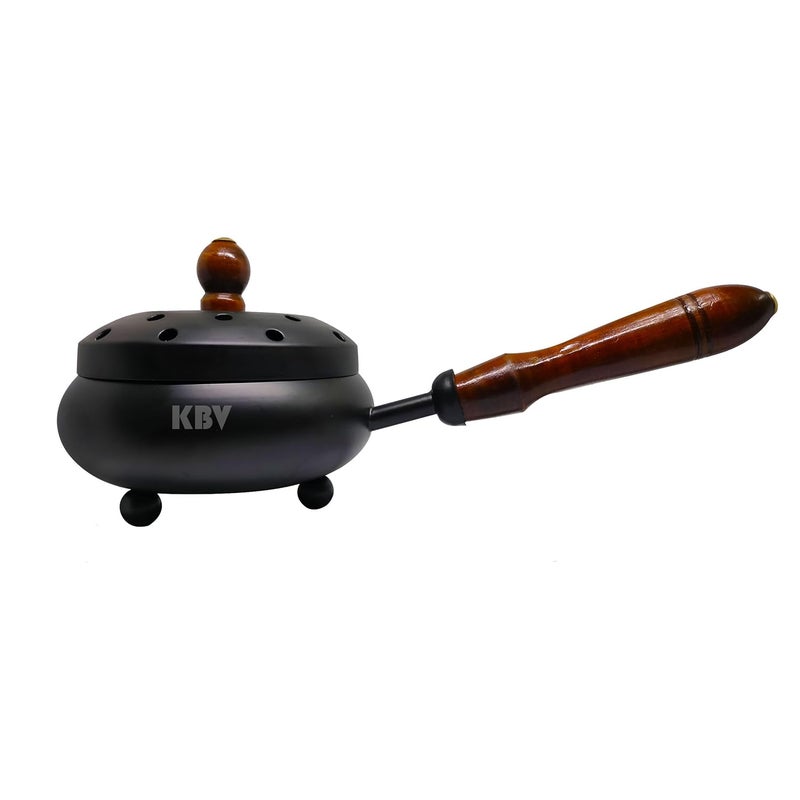 KBV Metal Incense Burner Dhuna Loban Dhoop Dani Bakhoor Dhoop Dani Sambrani Dhuna Dani WithWooden Handle for Home and Office Perfect for Positivity Mediation and Aroma KBVMDD_RP - Image 1