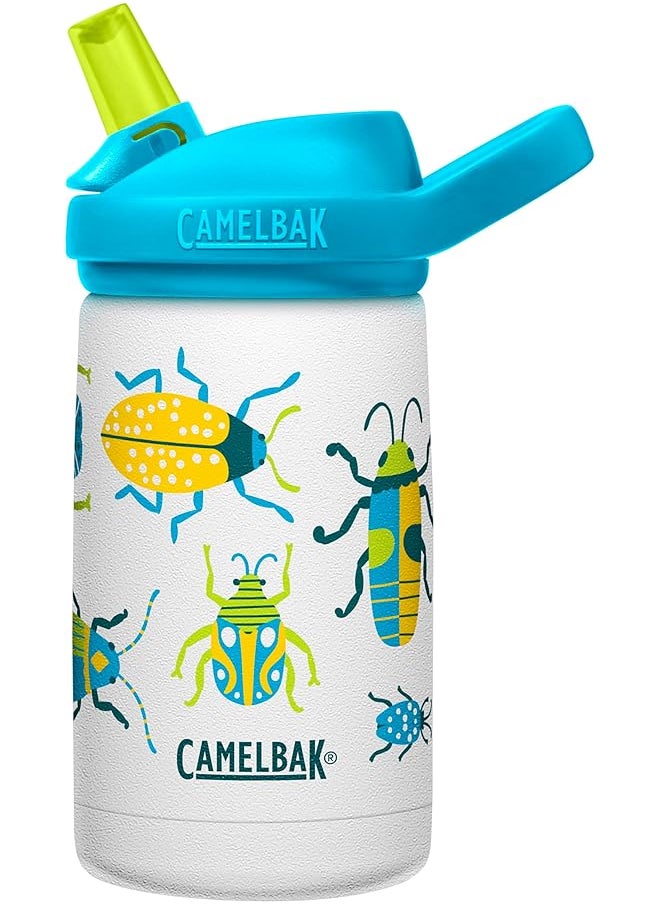 CAMELBAK Eddy Plus Kids 12 Oz Bottle Insulated Stainless Steel With Straw Cap Leak Proof When Closed Bugs  - Image 1