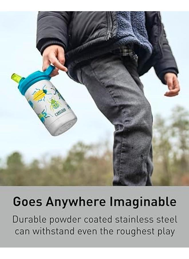 CAMELBAK Eddy Plus Kids 12 Oz Bottle Insulated Stainless Steel With Straw Cap Leak Proof When Closed Bugs  - Image 2