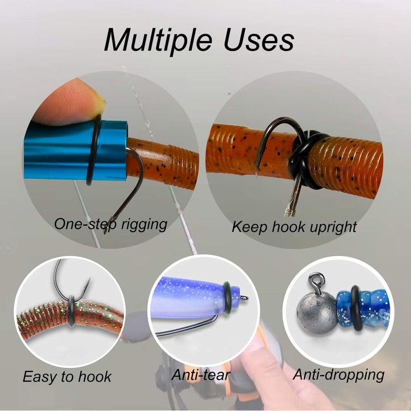 LAIBOREC Wacky Rigging Tool, Fishing Bait Rigs, Wacky Rig Ring Tool with 70PCS Worm O-Rings, Wacky Worm Kit for Senko Neko Finesse Stick Soft Baits - Image 2