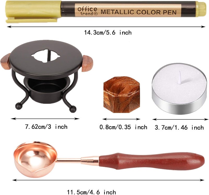 YIPLED Sealing Wax Kit - 728 Pcs With 24 Color Beads, 2 Pens, Warmer, Stamp Spoon and Candles for Gift & Envelope Sealing, Wedding Invitation - Image 2