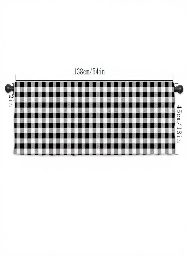 Fanghui 2 Pack Black and White Checkered Valances Window Treatments Buffalo Plaid Bathroom Bedroom Living Room Farmhouse Design Decoration Kitchen Curtains Rod Pocket 54x18 in - Image 3