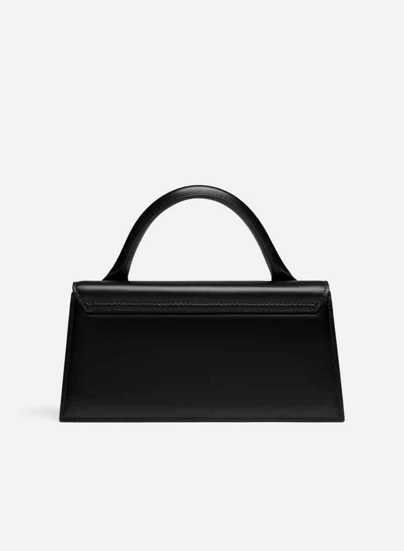 JACQUEMUS Long Leather Hand Bag With Deatchable Shoulder Strap, Women's Cross-Body Bag, Women's Hand Bag, Women's Shoulder Bag, Women's Tote Bag, Women's Travel Bag, Black-22cm - Image 3