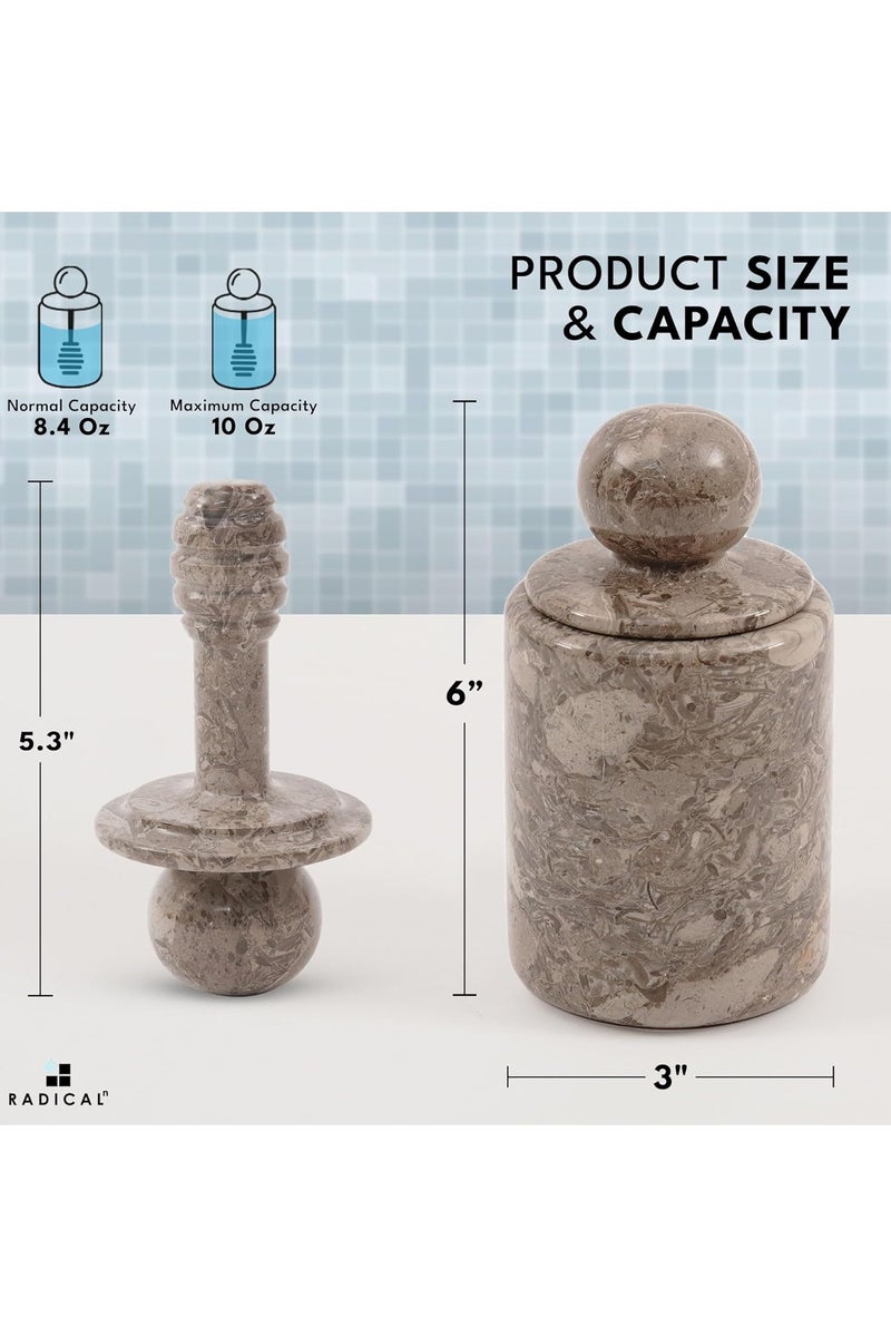 RADICALn Oceanic Marble Honey Pot with Lid & Dipper | 5.5" Handmade Mini Honey Jar for Kitchen Counter - Image 3