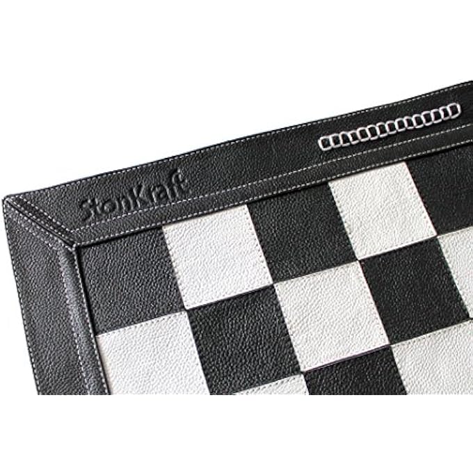StonKraft - 19" x 19" Genuine Suede Leather Chess Board - Black | Roll-Up Chess | 2 Player | Age 12+ - Image 4