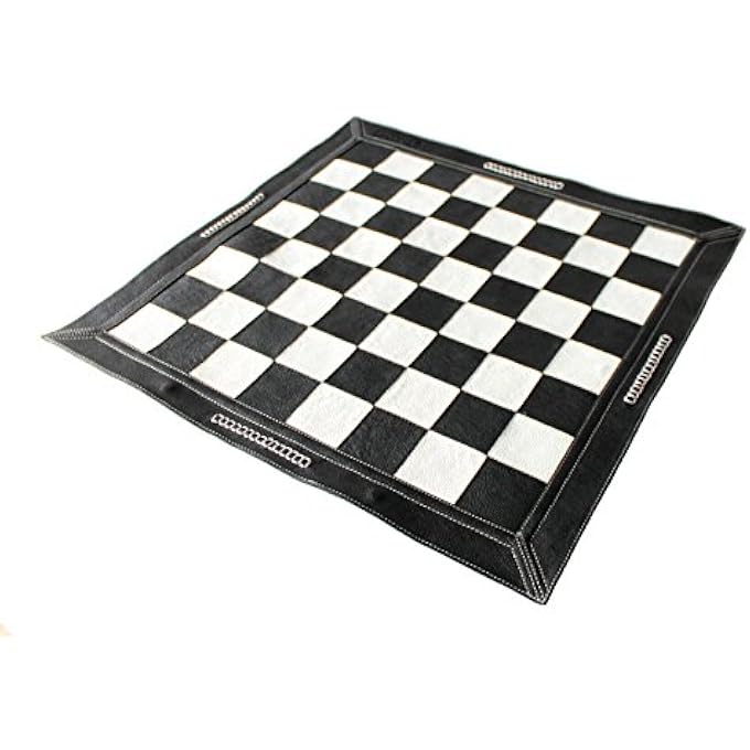 StonKraft - 19" x 19" Genuine Suede Leather Chess Board - Black | Roll-Up Chess | 2 Player | Age 12+ - Image 2