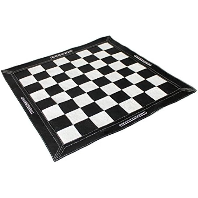 StonKraft - 19" x 19" Genuine Suede Leather Chess Board - Black | Roll-Up Chess | 2 Player | Age 12+ - Image 1