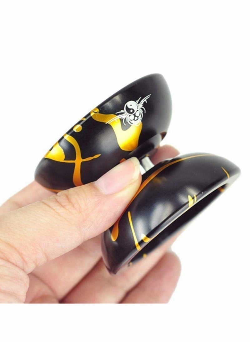 YOYO N11 Professional Unresponsive Aluminum YoYo with Bag Glove and 5 Strings Black and Gold Design - Image 3