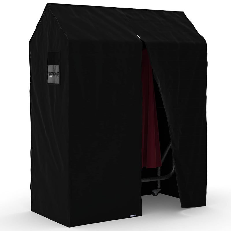HANGERWORLD Clothes Rack Cover - 4ft Wide, Breathable Nylon, Black with Zipper (Cover Only) - Image 1