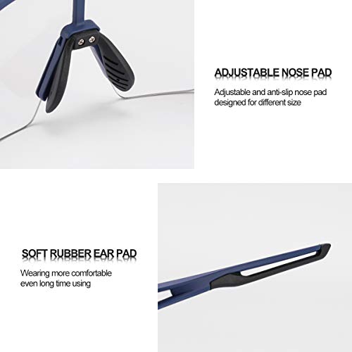 ROCKBROS Photochromic Sports Non-Polarized Sunglasses for Men Women Cycling UV Protection, Blue, Regular - Image 5