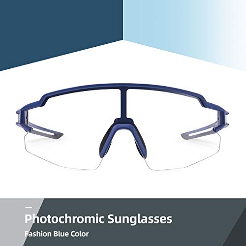 ROCKBROS Photochromic Sports Non-Polarized Sunglasses for Men Women Cycling UV Protection, Blue, Regular - Image 2