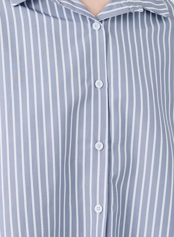 Styli Styli Striped Short Sleeve Oversized Shirt