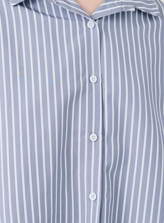 Take Two Striped Short Sleeve Oversized Shirt - Image 3