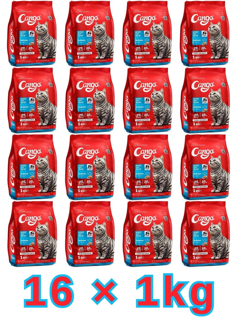 CANGO Adult Dry Cat Food – Salmon- 1 Kg –16 Pcs - Image 1