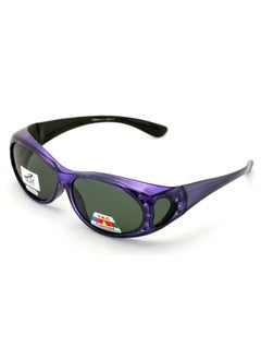 V.W.E. Womens Polarized Fit Over Glasses Sunglasses Rhinestone Rectangular Frame Temple Heart 60Mm (Purple)  - Image 1