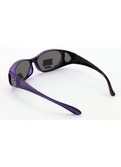 V.W.E. Womens Polarized Fit Over Glasses Sunglasses Rhinestone Rectangular Frame Temple Heart 60Mm (Purple)  - Image 3
