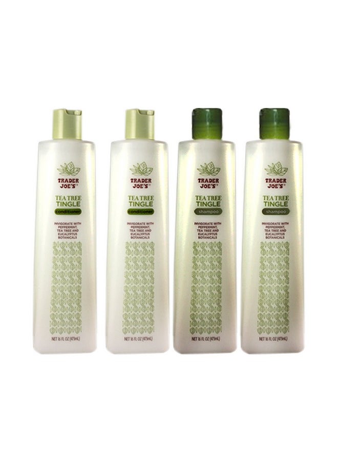 TJ's - Trader Joe's Tea Tree Tingle Moisturizing Shampoo & Conditioner 4 Pack (2 Each) - CRUELTY FREE - Image 1