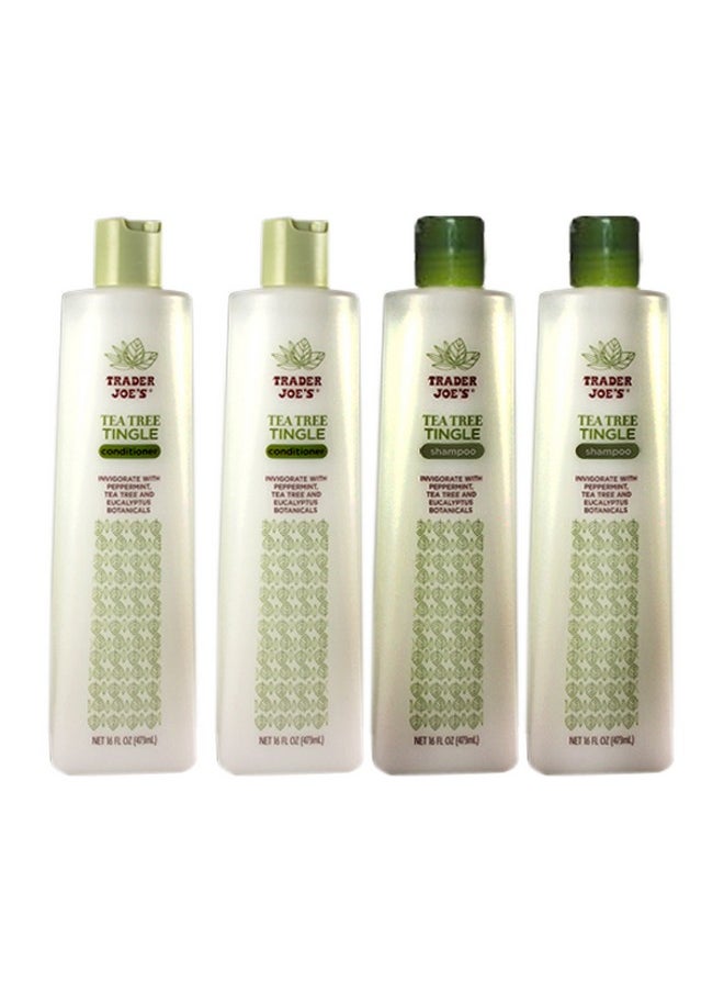 TJ's - Trader Joe's Tea Tree Tingle Moisturizing Shampoo & Conditioner 4 Pack (2 Each) - CRUELTY FREE - Image 1