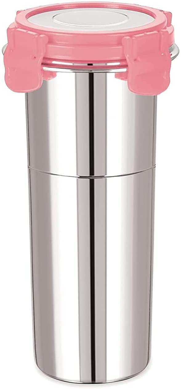 NOBILEA Stainless Steel Fusion Glass Tumbler with Stainless Steel Lid Multicolor 600ml - Image 1