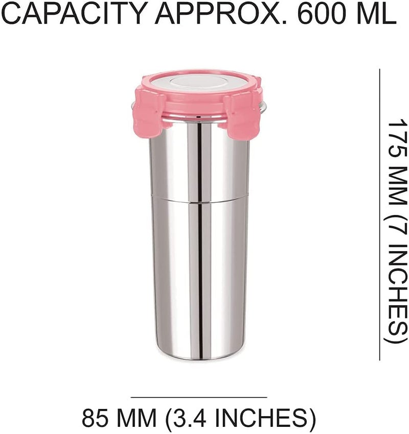 NOBILEA Stainless Steel Fusion Glass Tumbler with Stainless Steel Lid Multicolor 600ml - Image 5
