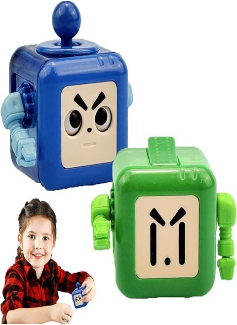 Fidget Robot Cube Fidget Toy, Anxiety Relief, Fidget Robot Toy Cube Relaxing Adult Handheld, Kill Time Cool Fidget Building Blocks for ADD/ADHD/OCD (Green*1 Blue*1)