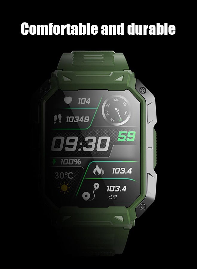 Outdoor Sports Waterproof Military Watch Blood Sugar Smart Watch | 24/7 Heart Rate/Spo2/Temperature Tracking | 150 Sports Modes | Sleep Analysis | 2.1" Arabic Display |Waterproof And Dustproof-Green - Image 4