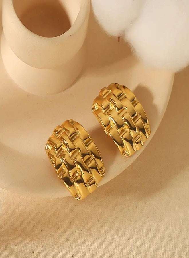MEENAZ earrings for women fashion studs earrings for women anti tarnish gold ear rings stainless steel korean bali Gold Hoop Earrings | Combo design Jewellery Celebrity Inspired earrings set for women - Image 5