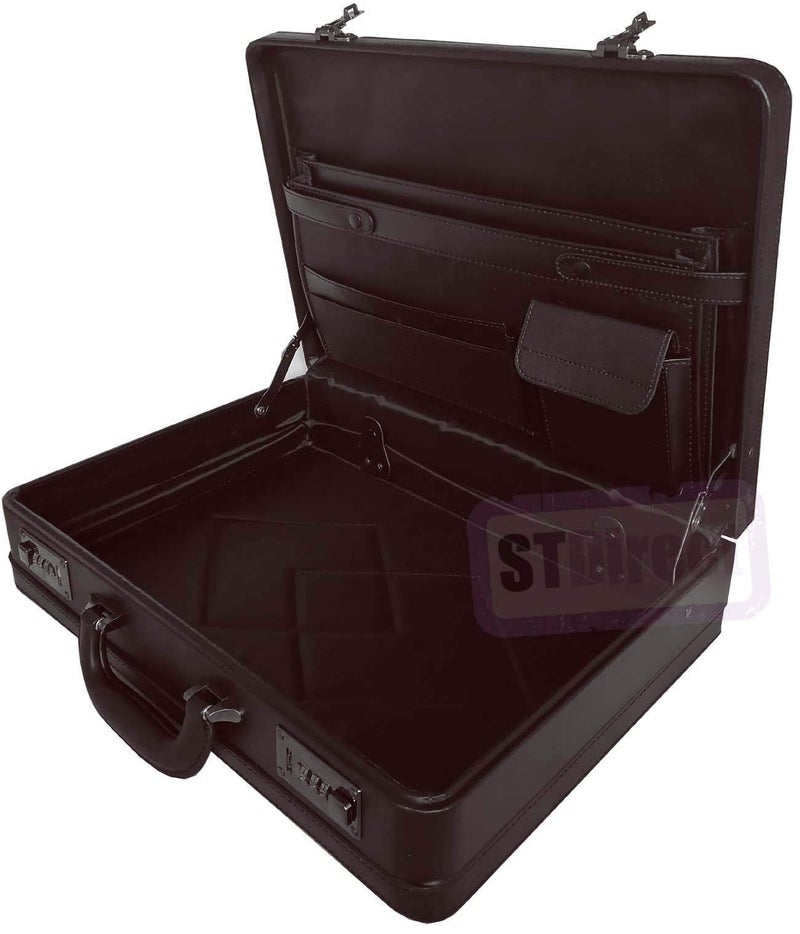 Essential Products Essential Products Deluxe Faux Leather Expandable Executive Attache Case Briefcase Dark Brown (Dark Brown)  - Image 2