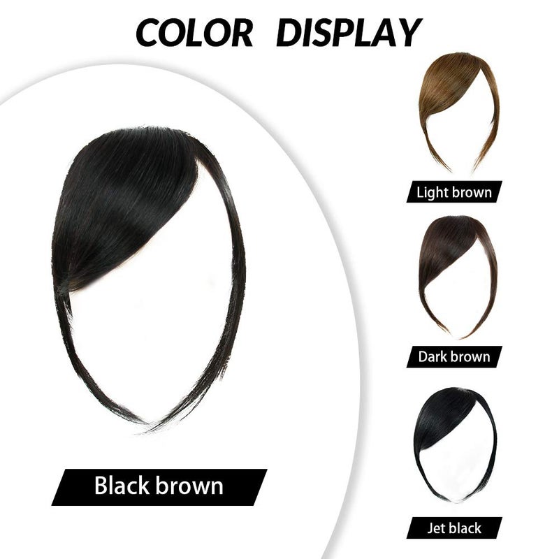 Shinon Thick Side Swept Bangs Clip in Fringe Bangs Hair Extensions - Real Human Hair, Natural Black - Image 5