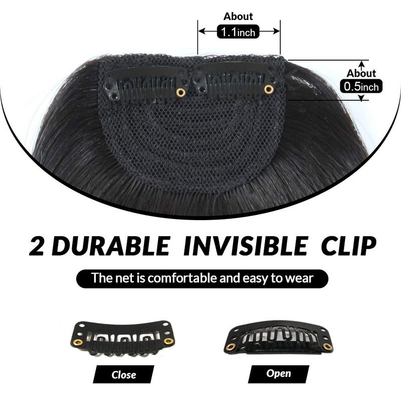 Shinon Thick Side Swept Bangs Clip in Fringe Bangs Hair Extensions - Real Human Hair, Natural Black - Image 4
